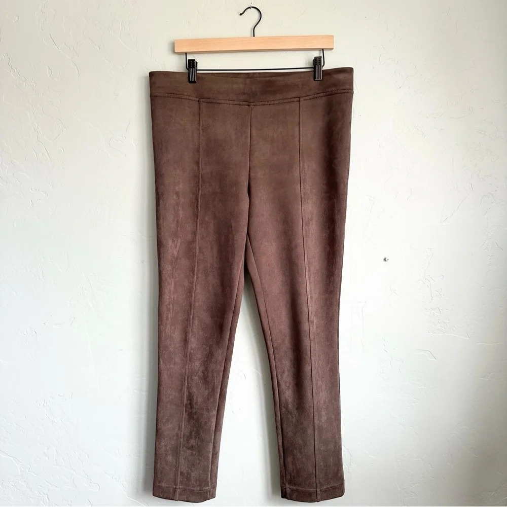 Andrew Marc Women’s Taupe Faux Suede Pull On Stretch Skinny Leg Pants Size Large